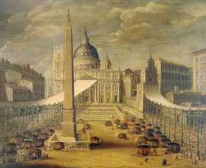 Corpus Christi -kulkue Pietarinkirkon aukiolla paavi Innocentius X:n aikaan, n. 1646, tuntemattoman taiteilija, öljy kankaalle tekijältä Unknown artist