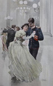 Pariskunta tanssii joulujuhlissa tekijältä Unknown artist