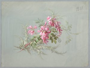 Suunnittelu tapeteille ja tekstiileille: kukkia ja lintuja tekijältä Unknown artist