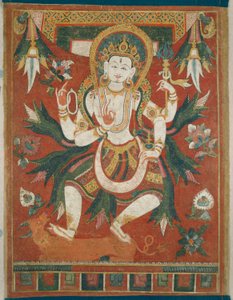 Kaksipuolinen maalattu banneri (Paubha), jossa on Jumala Shiva tekijältä Unknown artist