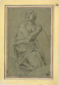 Draped polvistuva nainen alasti tekijältä Unknown artist