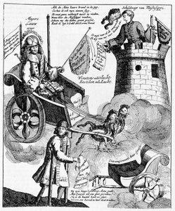 hollantilainen satiirinen printti John Lawa (1671-1729) vastaan Mississippin tapauksesta tekijältä Unknown artist
