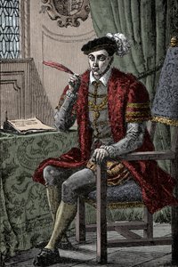 Edward VI kirjoittaa päiväkirjaansa - Kuningas Edward VI (1537-1553) kirjoittaa päiväkirjaansa tekijältä Unknown artist