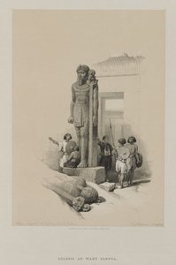 Egypti ja Nubia, osa II: Kolossi temppelin edessä Wady Sabouassa, Nubiassa tekijältä Unknown artist
