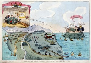 Englantilainen sarjakuva Napoleon Bonapartesta - Napoleon I:ssä, karikatyyrejä, nuken kokoelma. 1814 - 1815. B.H.V.P. tekijältä Unknown artist