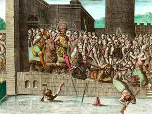 Kuningas Henrik IV (1553-1610) asettui Pariisiin 22. maaliskuuta 1594. Kaiverrus 1700-luvulta. Coll. Mennään. tekijältä Unknown artist