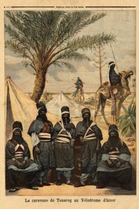 Touaregin karavaanin näyttely talvivelodromilla. Kaiverrus "" Le petit Journal" -lehdessä 4/06/1894. Selvan kokoelma. tekijältä Unknown artist