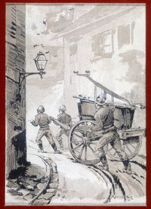 Palomiehet: postin lähtö - grav., n.d. tekijältä Unknown artist