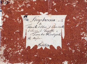 Ensimmäinen sivu J Haydnin Sinfonia 66 B-duurissa tekijältä Unknown artist