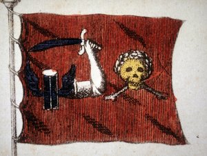 Barbaarimerirosvojen lippu, kaiverrus 1700-luvun lopulta. tekijältä Unknown artist