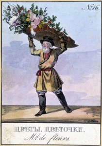 Kukkakauppias Venäjällä 1800-luvulla. tekijältä Unknown artist