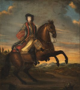 Frederic IV de Holstein Gottorp a cheval - Portrait of Frederick IV (1671-1702), Holstein-Gottorpin herttua hevosen selässä, Anonyymi. Öljy kankaalle tekijältä Unknown artist