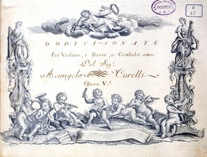 Arcangelo Corellin (1653 - 1713) 12 sonaatin etukuva viululle, bassolle ja cembalolle. tekijältä Unknown artist