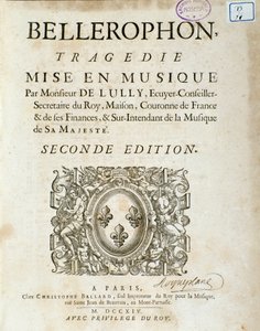 "" Bellerophon "" Lyriquen viiden näytöksen tragedian etukappale Jean Baptiste Lullyn (Giovanni Battista Lulli) (Jean-Baptiste) (1632-1687) prologin kanssa. 1714. tekijältä Unknown artist
