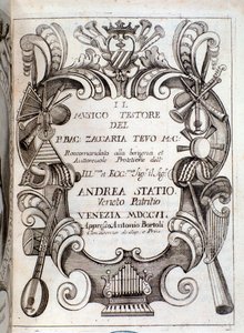 Il musico testoren frontispice, kirjoittanut Zaccaria Tevo tekijältä Unknown artist