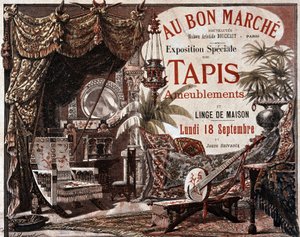 Huonekalut ja huonekalumatot - myymälän "" Le bon marche" mainos, 1800-luvun loppu. tekijältä Unknown artist
