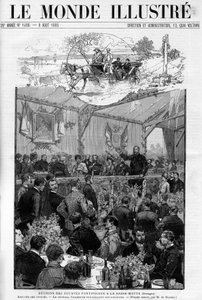 Kenraali Charetten puhe paavillisten zouavien kokouksessa Bretagnen Basse Mottessa, teoksessa "The Illustrous World 1885". tekijältä Unknown artist