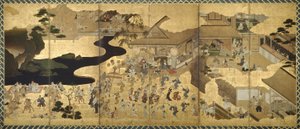 Genre-kohtaukset (Fūzoku byōbu) tekijältä Unknown artist
