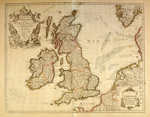 Maantieteellinen kartta, joka edustaa Englantia ja Irlantia. G. Delyslen atlas tekijältä Unknown artist