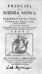 Giambattista Vico. Kutsutaan myös Giovanni, Gian Battista, Jean Baptiste tai Jean-Baptiste. "" Uuden tieteen "" eturintamassa tekijältä Unknown artist