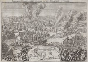 Englantilaisten ja hollantilaisten loistava retkikunta Vigosiin (Admiral Rooken voitto Vigon edustalla, 12. lokakuuta 1702) tekijältä Unknown artist