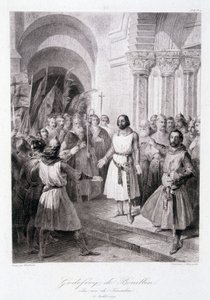 Godefroi of Bouillon valittiin Jerusalemin kuninkaaksi 23. heinäkuuta tekijältä Unknown artist
