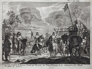 Henri, Brederoden kreivi (Hendrik Graaf van Brederode) (1531-1568), lähtee Antwerpenistä (Alankomaat, Alankomaat), saapuu Orange-Nassaun (Orange Nassau) William I:n, Orangen prinssin (tai Guillaume Hiljaisen) eteen. tekijältä Unknown artist