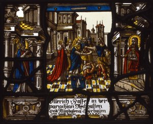 Heraldinen taulu, jossa on Johannes Kastajan mestaaminen. tekijältä Unknown artist