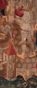 Saint Piatin ja Saint Eleuthèren historia, kohtaus 6 Yksityiskohta keskellä vasemmalla. Mies. tekijältä Unknown artist