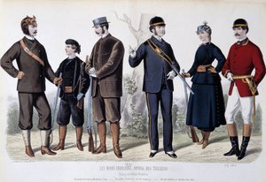 Metsästysasut, "" Le Journal des tailors"" tekijältä Unknown artist
