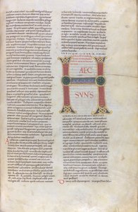 Deuteronomiumin kirjan incipit, Capulettera, jossa on merkintä Haec sun, 1100-luku (pienoisfilmi, kalvokäsikirjoitus). tekijältä Unknown artist