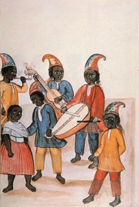 Intialainen tanssi, kirjasta "Trujillo of Peru" tai "Codex Martinez Companion", kirjoittaneet Baltazar Martinez Companion ja Bujanda, Trujillon piispa (1782-1785) tekijältä Unknown artist