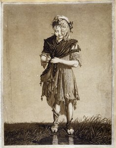 Irlantilainen tyttö - kaiverrus tekijältä Unknown artist