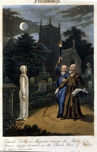John Dee ja Edward Kelly kutsuvat hengen. 1825. Raamattu. Morando, Milano tekijältä Unknown artist