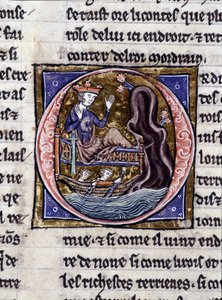 Kuningas Modreius. Käsikirjoitus: Saint Gréalin valloitus, kirjoitettu 717 vuotta herramme intohimosta. Bibliotheque Municipale de Rennes, ms. 255 (Pyöreän pöydän romaanien kokoelma); Pariisi tekijältä Unknown artist