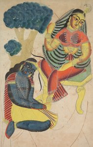 Krishna silitti Radhan jalkoja (käänteinen) tekijältä Unknown artist