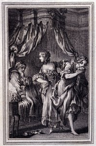 La Chageure des trois commerces - Jean La Fontainen ""Tarinoita ja novelleja jakeissa"". 1762. tekijältä Unknown artist