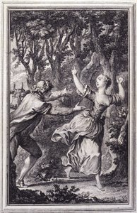 La Clochette - Jean La Fontainen teoksessa "Tarinoita ja novelleja säkeissä". 1762. tekijältä Unknown artist