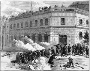 La Commune de Paris vuonna 1871. Federes (Communards) puolusti Elysee-palatsia. tekijältä Unknown artist