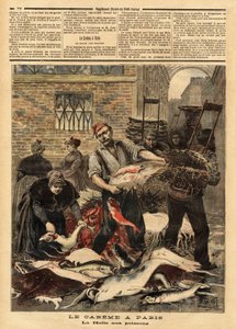 Kalamarkkinat Pariisissa. Kaiverrus "" Le petit journal""" 4/03/1893. Selvan kokoelma. tekijältä Unknown artist