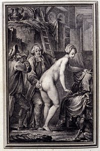 La mare du compere Pierre - Jean La Fontainen teoksessa ”Tarinoita ja novelleja säkeissä”. 1762. tekijältä Unknown artist