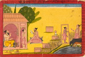 Lakshmana erakkorakennuksessa, folio <em>Ramayanasta</em> tekijältä Unknown artist