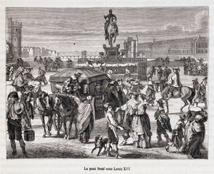 Le Pont Neuf Louis XIII:n johdolla - Kaiverrus 1800-luvulta tekijältä Unknown artist