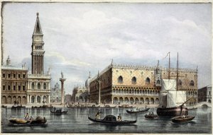 Le mole vu du canal - "Albumissa Venetsian tärkeimmistä näkymistä", ill. kirjoittanut Marco Moro, toim. Gio Brizeghel, v.1840 tekijältä Unknown artist