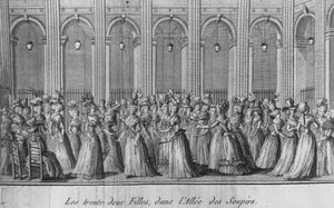 Kolmekymmentäkaksi tyttöä sipirien käytävällä - teoksessa "Les filles du Palais Royal", etukappale, osa I, toim. Lontoo tekijältä Unknown artist