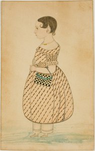 Pieni tyttö ruudullinen kukkaro profiilissa vasemmalla tekijältä Unknown artist