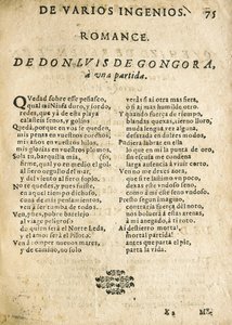 Luis de GOGOORA Y ARGOTE, "Romance a una partida" (vedos) (painettu) tekijältä Unknown artist