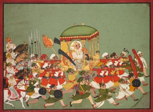 Maharao Chattar Sal (hallitsi 1758–1764) Kotasta palanquinissa tekijältä Unknown artist