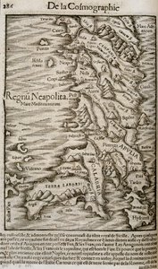 Italian kartta - ""Universaalisessa kosmografiassa"" tekijältä Unknown artist