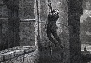 Masers De Latude pakenemassa Bastillesta - Jean Henryn Escape de la Bastille, dit Danry, dit Masers de Latude (1725-1805) - kaiverrus "Dictionnaire populaire illustrious" - 1864 - Joseph Decembre ja Edmond Allonier - tekijältä Unknown artist